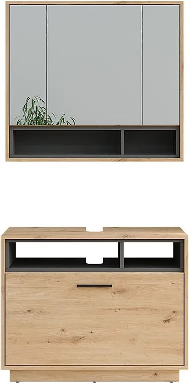 Zestaw mebli łazienkowych artisan dąb/antracyt 80x35x64 beatrice