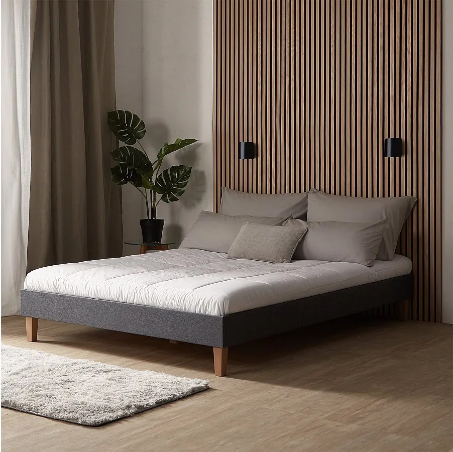 Tapicerowane łóżko 140x200 cm szare