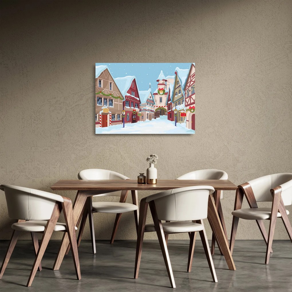 Obraz na szkle - Zimowa aleja (70x50 cm)