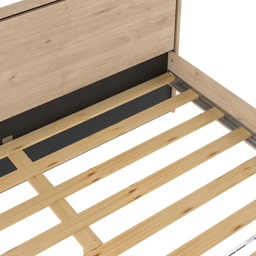 Łóżko dwuosobowe w dekorze dębu ze stelażem 180x200 cm w naturalnym kolorze Ry – Tvilum