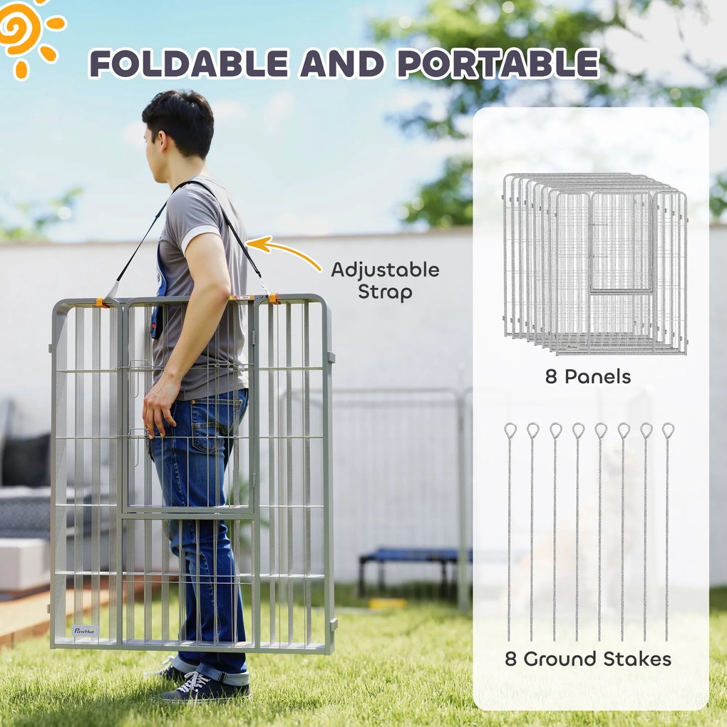 Wybieg dla zwierząt PawHut, ogrodzenie dla psów, elastyczny plac zabaw, nierdzewna stal