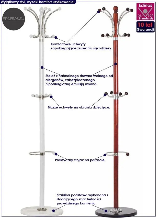 Biały wieszak stojący do przedpokoju H9-N57