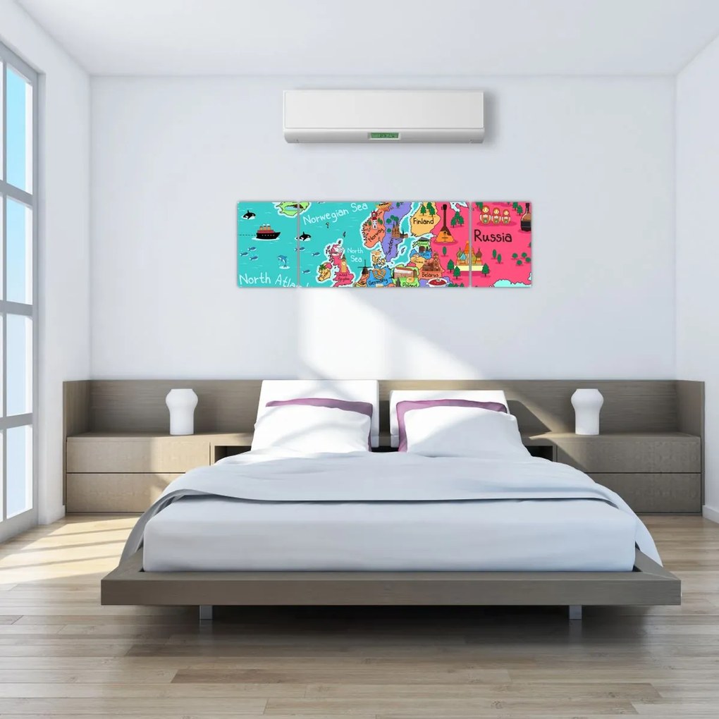 Obraz - Dziecięca mapa Europy (170x50 cm)