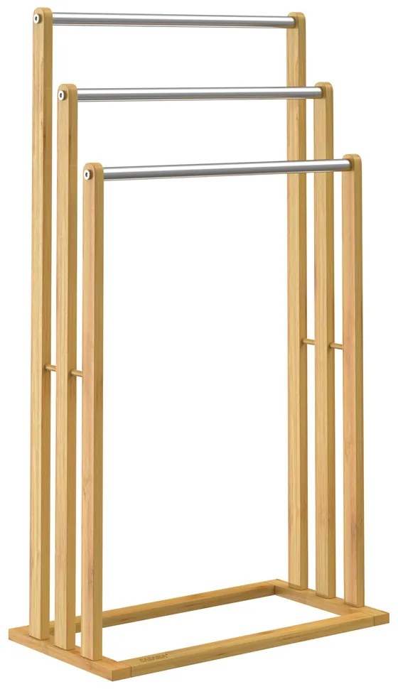 Stojak na ręczniki RUBBY z metalowymi rurkami, 46x24x84cm, brąz/srebrna Casaria