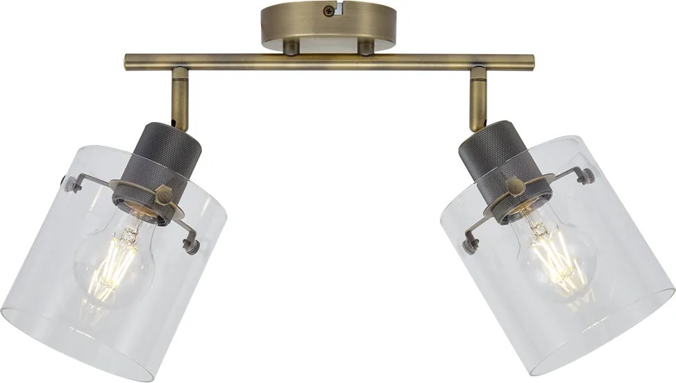 Designerski reflektor sufitowy brązowy z przezroczystym szkłem 2-punktowy - Domo