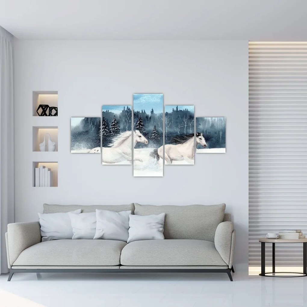 Obraz malowanych koni (125x70 cm)