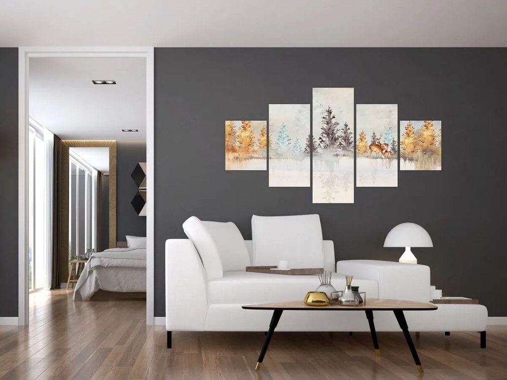 Obraz - Akwarelowy las (125x70 cm)