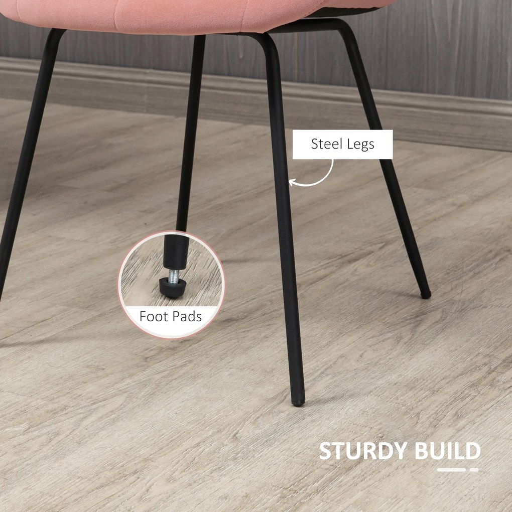 HOMCOM Krzesła Kuchenne 2 szt Retro Aksamitne Różowe Eleganckie Wygodne | Aosom PL