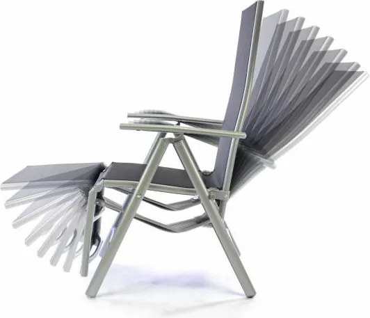 2x ustawialne krzesło ogrodowe z podnożnikiem - czarne