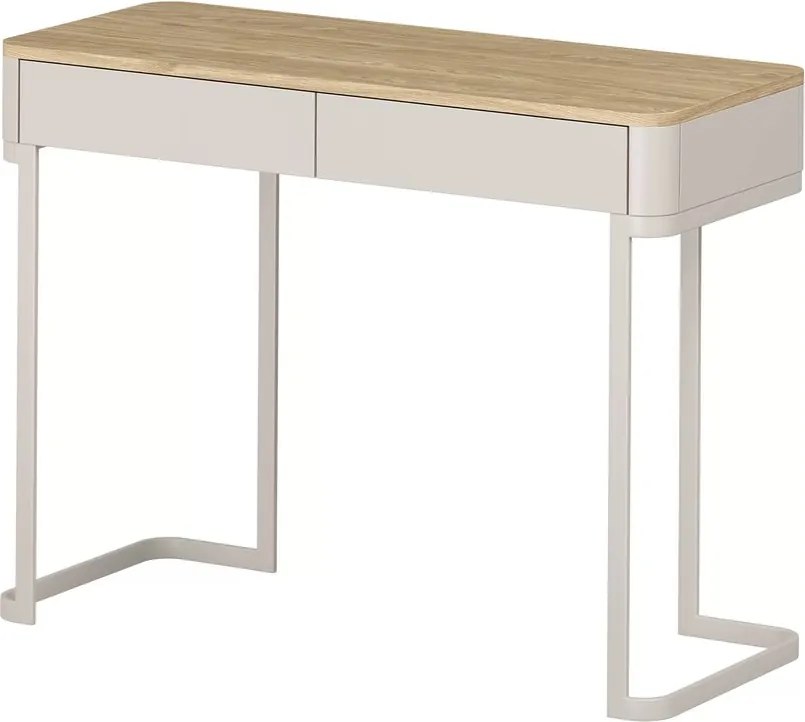 Konsola Elivo 110 cm z szufladami na stelażu - kaszmir / dąb olejowany