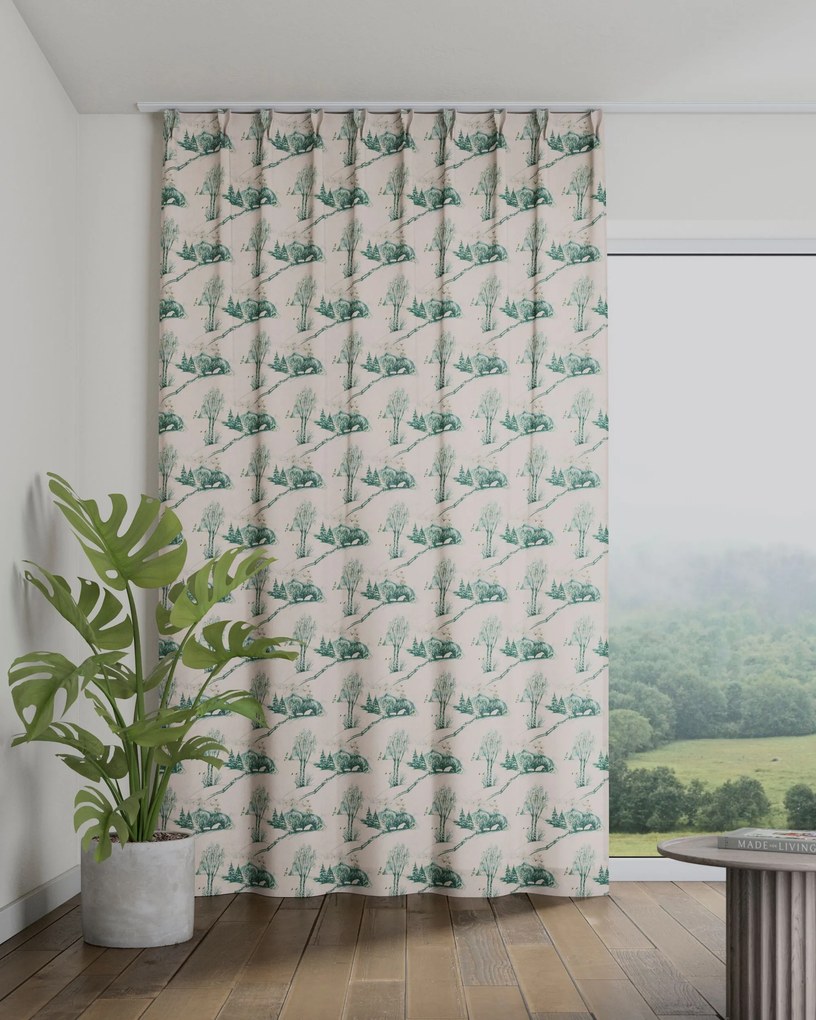 Zasłona na haczykach flex pojedynczych kolor biały tkanina wzorzysta