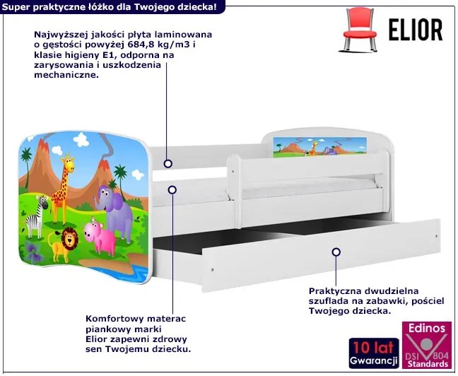 Dziecięce łóżko z szufladą Rostok 2X mix 80x180 - białe