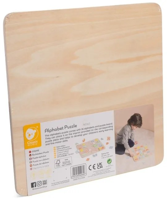 Classic world drewniane puzzle montessori układanka nauka alfabetu liter słów 27 el.