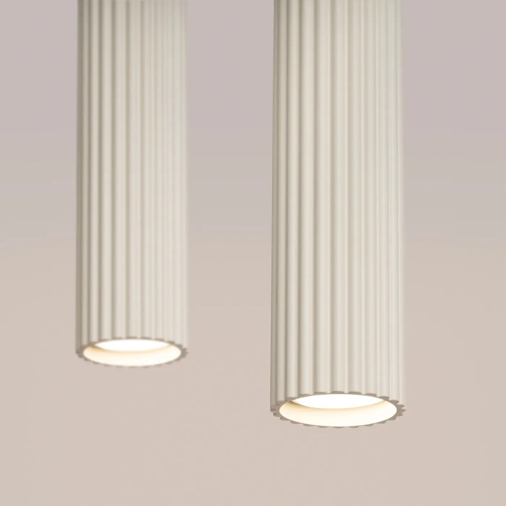 Lampa wisząca KARBON 2 beżowa ryflowana SOLLUX  LIGHTING