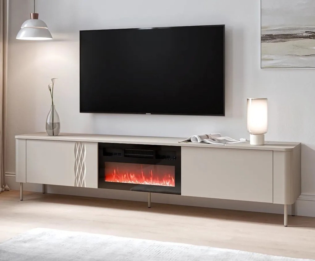 Szafka RTV 200 cm z kominkiem Tirante RTV-2 Halmar, kaszmir