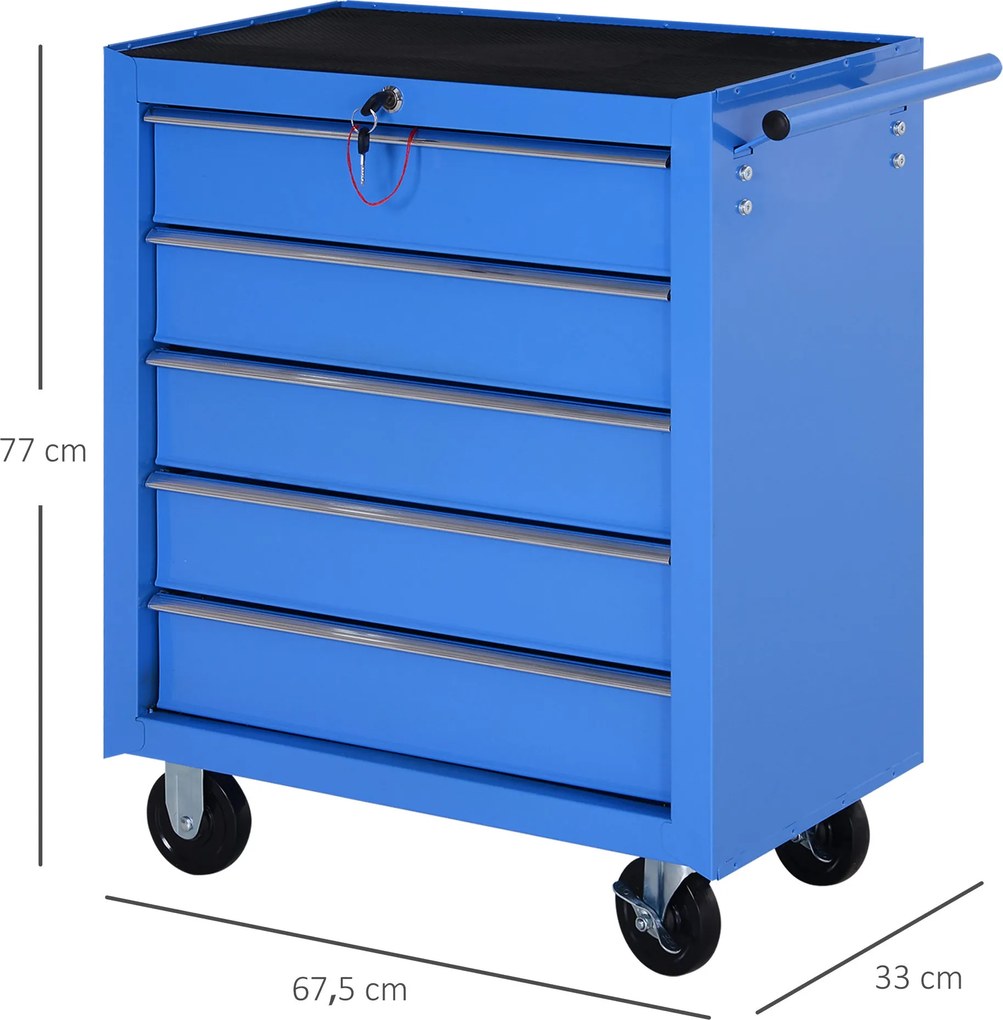 Szafka narzędziowa wózek 5 szuflad niebieski homcom