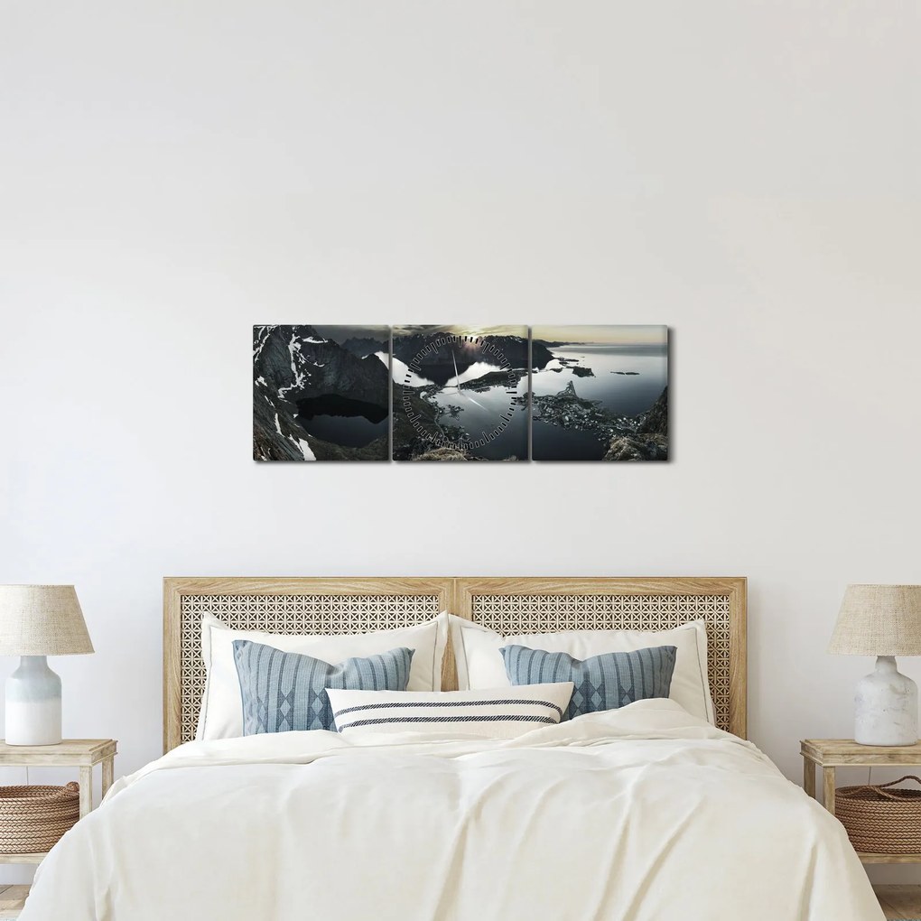 Obraz - Norweskie góry (z zegarem) (90x30 cm)
