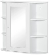HOMCOM Szafka z lustrem do łazienki, szafka wisząca na ścianę z 8 przegródkami, wielofunkcyjna szafka łazienkowa, kolor biały, wymiary 66 x 17 x 63 cm