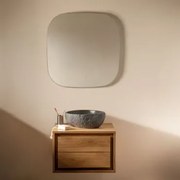 Zestaw Mebli Łazienkowych Z Drewna Tekowego Jabari Drewno Tekowe & Nieregularna Z Czarnego Cementu ↔︎40 Cm Fedro - Sklum