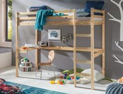 Drewniane łóżko dziecięce z biurkiem