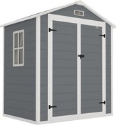 Outsunny Metalowy szop ogrodowy, zamykany na klucz, podwójne drzwi, okno, rama aluminiowa, 1,80 x 1,30 x 2,10 m, Szary