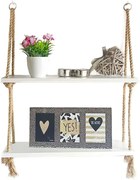 Biała półka wisząca z linami N5-D58