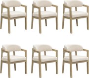 Zestaw 6 krzeseł do jadalni z litego drewna - 58 x 58 x 78 cm - Styl nowoczesny - tapicerka pętelkowa - naturalny