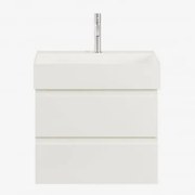 Zestaw Mebli Łazienkowych Z Drewna I Forniru Jesionowego Z Wbudowaną Umywalką Ona Biała & - Sklum