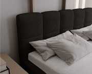 Emporius Kastilo łóżko dwuosobowe 200x200 z pojemnikiem, łóżko tapicerowane, stelaż, tkanina boucle, czarny (Anthology 19)