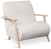 Fotel Wypoczynkowy Z Drewnianymi Podłokietnikami Ecru F0-L10