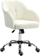 HOMCOM Fotel do home office, Ergonomiczny Fotel Obrotowy z Funkcją Bujania, Atrakcyjna tekstura teddy 56 x 61 x 86 cm Kremowy
