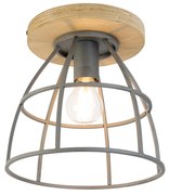 Inteligentna lampa sufitowa ciemnoszara z drewnem w komplecie z WiFi E27 - Arthur