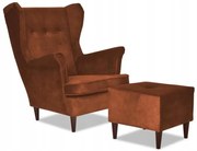 Fotel Uszak z pufką ORANGE zestaw na jesień SALON