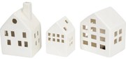 Ceramiczne domki LED SCANDI, 3 ozdoby świetlne