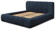 Ciemnoniebieskie tapicerowane łóżko dwuosobowe ze schowkiem i stelażem 140x190 cm Denali – Bobochic Paris