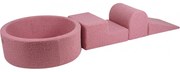 Piankowy Zestaw Do Zabawy Z Suchym Basenem 90x30cm, Bez Piłek, Plac Zabaw Dla Dziecka, 4 Elementy, Boucle, Różowy - Meowbaby®