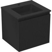 Mexen Rivel szafka łazienkowa 50 cm z umywalką Otis, 1 szuflada, ryflowana , czarna mat - 91A20-05047-1-BF71-W18M71