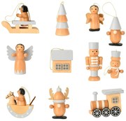 Zestaw drewnianych zabawek choinkowych, 12 szt.