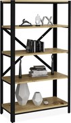 Nowoczesny regał z 5 półkami czarny + dąb artisan T2-B58