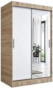 Przesuwna szafa z lustrem dąb sonoma + biały R2-A12