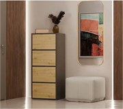 Komoda ALMA 4D | Antracyt/ Dąb Artisan | 50x40x119 cm | 4 Półki