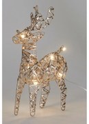 Świąteczny renifer świecący Champagne, 21 x 14 cm,30 diod mikro LED, na baterie, 14 cm