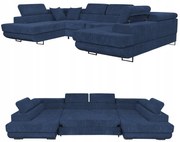 Narożnik kształt U rozkładany f. spania Savio Family meble granatowy sztruks