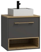 Szafka łazienkowa wisząca antracyt z umywalką - 60 cm - YANGRA