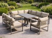 Narożnik ogrodowy Bellagio NM2006-BR z fotelami i stołem, szary, poduszki beżowe