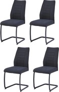 Krzesła do jadalni komplet 4 szt. - tkanina - czarne - MINIA