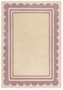 Fioletowo-naturalny wełniany dywan tkany ręcznie 120x170 cm Lois Scallop – Flair Rugs