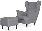 Fotel Uszak z pufą PEPITA czarno biały kultowy