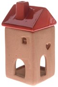 Ceramiczny kominek zapachowy Czerwony domek, 7,5 x 15 x 7,5 cm