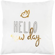 Poszewka na poduszkę Hello new day biały, 45 x 45 cm